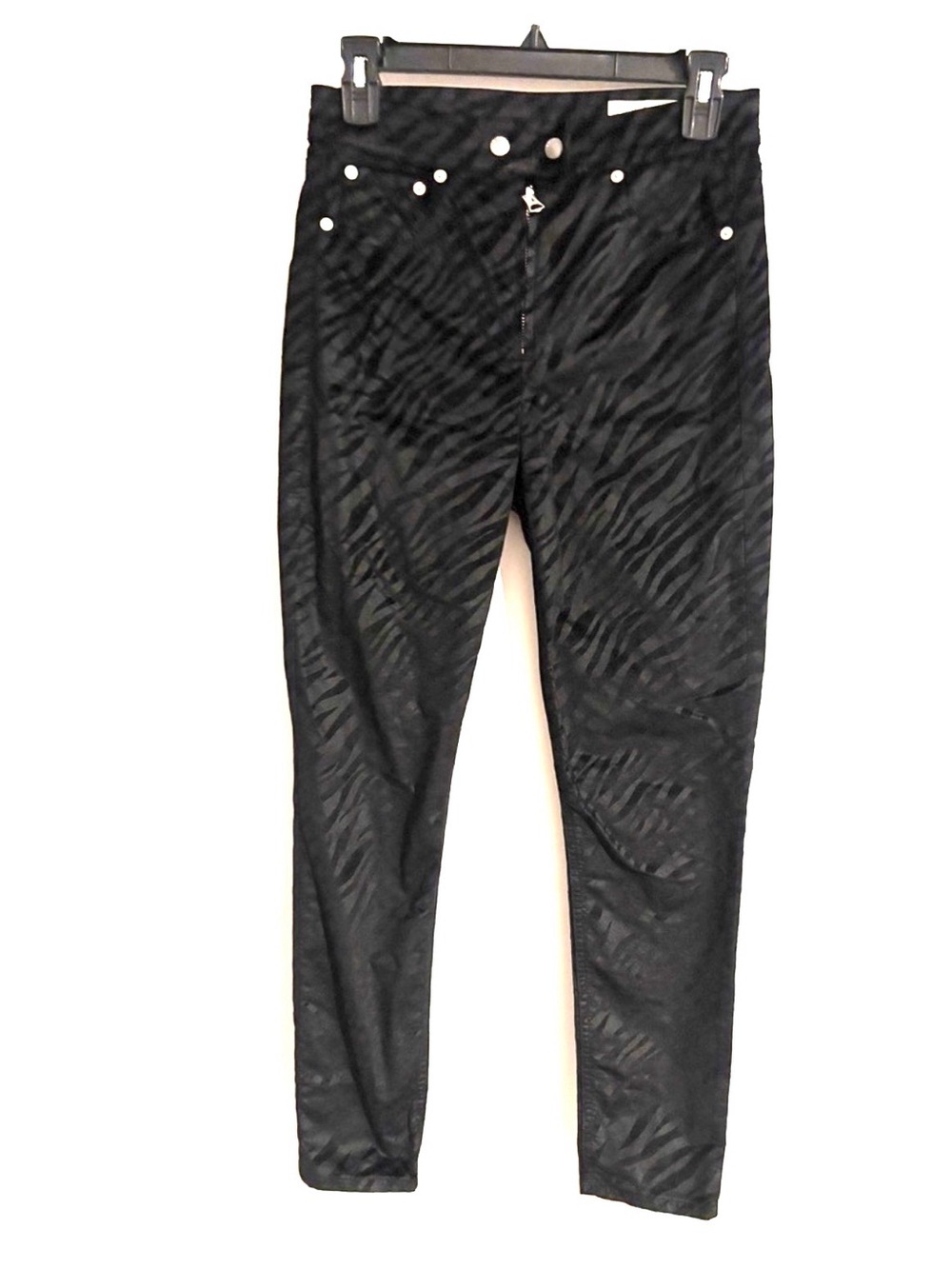 Rag & Bones Size 26 Women’s Black High-Rise Slim Jeans with Subtle Zebra Texture